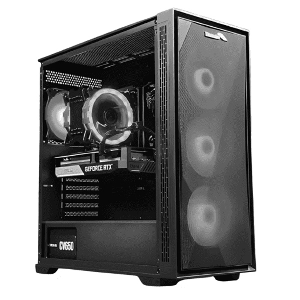 Thunder Tizona (With x4 ARGB Fans) Mid-Tower ATX Gaming Case – Black