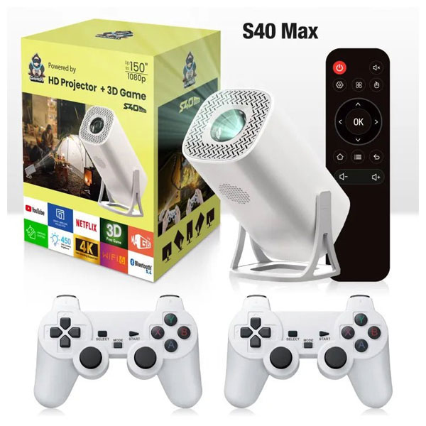 S40 MAX Android Game Projector with 02 Wireless Controllers