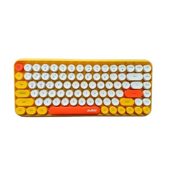 Ajazz 308i Yellow Wireless Bluetooth Gaming Office Keyboard Round 84 Keys Works