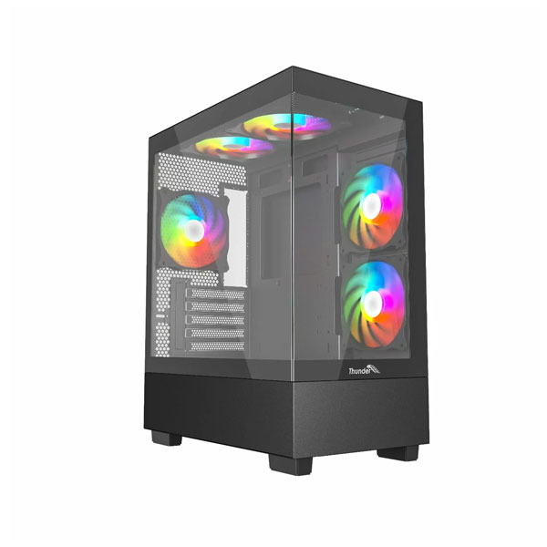 Thunder Black Fox TGC-747 Infinity Micro-Atx ARGB Gaming Case – 3 ARGB Fans Included