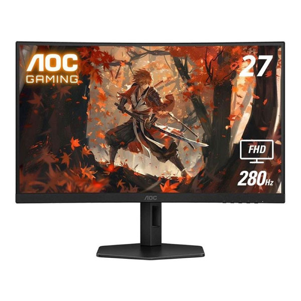 AOC C27G4H 27″ Curved Gaming Monitor, FHD 1080p, 180Hz, AMD FreeSync, Black, Xbox PS5 Switch Compatible