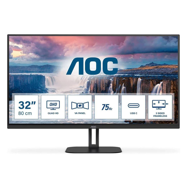 AOC Q32V5CE - 75Hz 2K 1440p QHD VA 32" Sleek Home Office Monitor