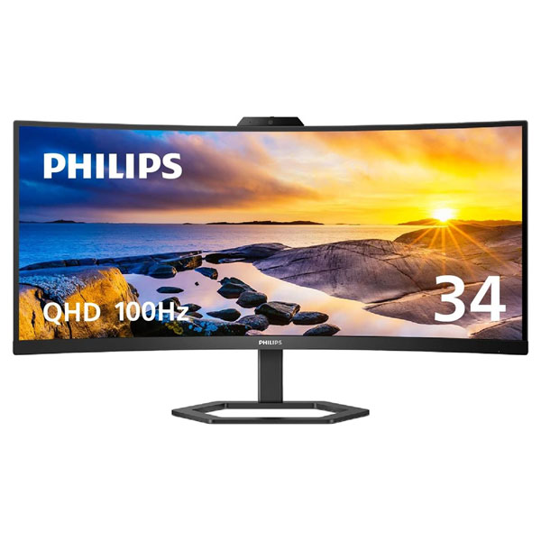 Philips 34E1C5600HE - 100Hz 2K 1440p WQHD VA 34" Curved LCD Monitor with Windows Hello Webcam