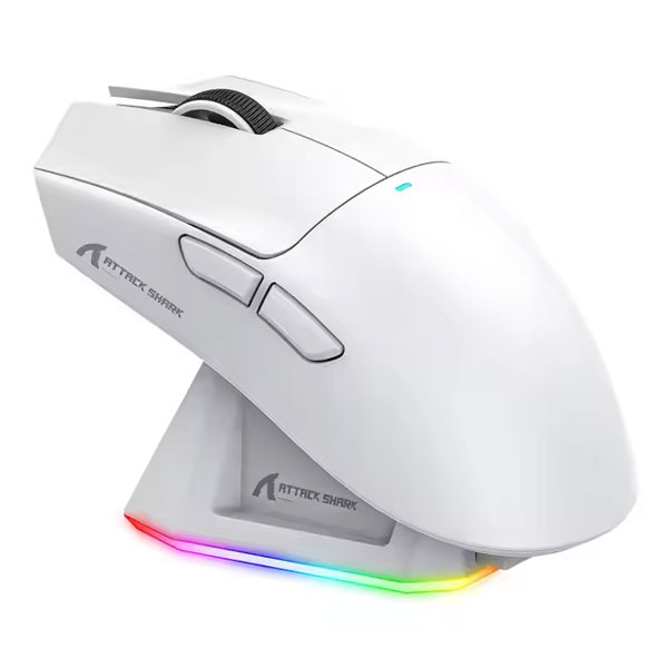 ATTACK SHARK X6 Three Modes Gaming Mouse With Charging Dock – White