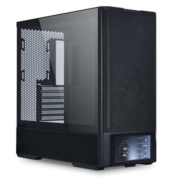 Lian Li LANCOOL 207 DIGITAL Clear Tempered Glass Black Steel ATX Mid-Tower Desktop Chassis | G99.LAN207DX.00 | Integrated LCD Screen