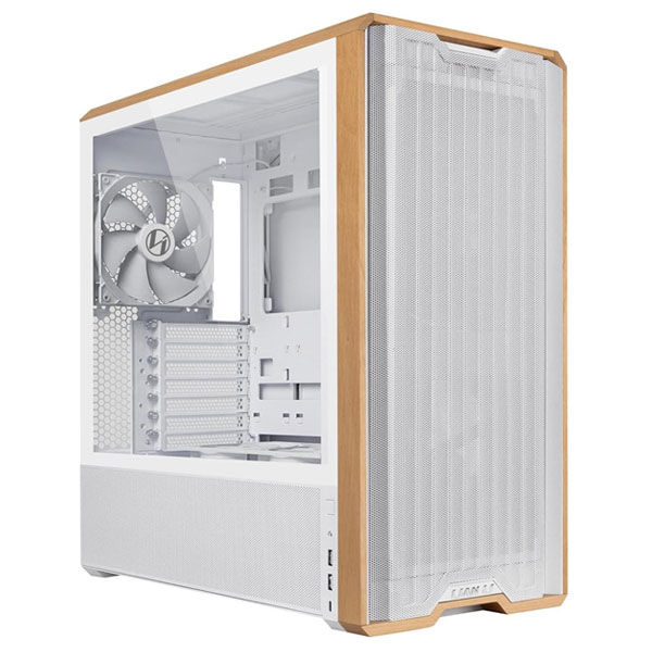 Lian Li Lancool 217 Genuine Walnut Wood Computer Case, Mid-Tower ATX PC Case with 5 Pre-Installed PWM Fans 2x170mm, 2x120mm & 1x140mm, Flexible PSU & Cable Installation - White