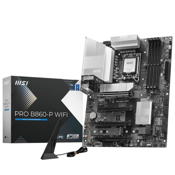MSI PRO B860-P WiFi Motherboard, ATX – Supports Intel Core Ultra Processors (Series 2), LGA 1851 – DDR5 Memory Boost 8800+ MT/s (OC), PCIe 5.0 x16, M.2 Gen5, Intel Killer 6G LAN, Wi-Fi 7
