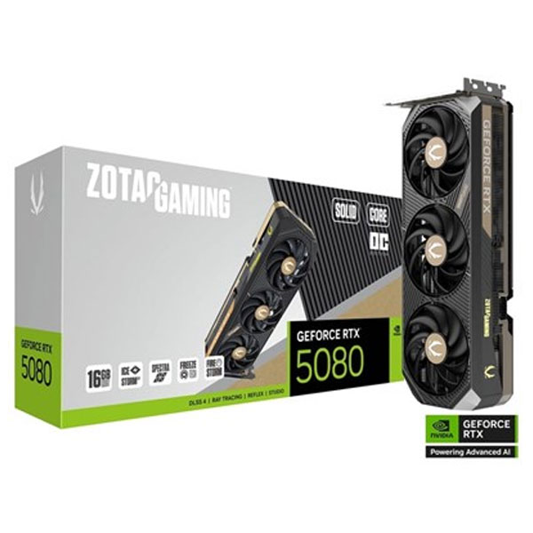 ZOTAC GAMING GeForce RTX 5080 SOLID CORE OC Video Graphics Card | ZT-B50800J2-10P | 16GB GDDR7 256-bit